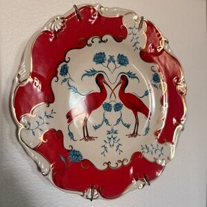 Anthro Lou Rota Scarlet Ibis Plate 🦩 Rare Bird Design